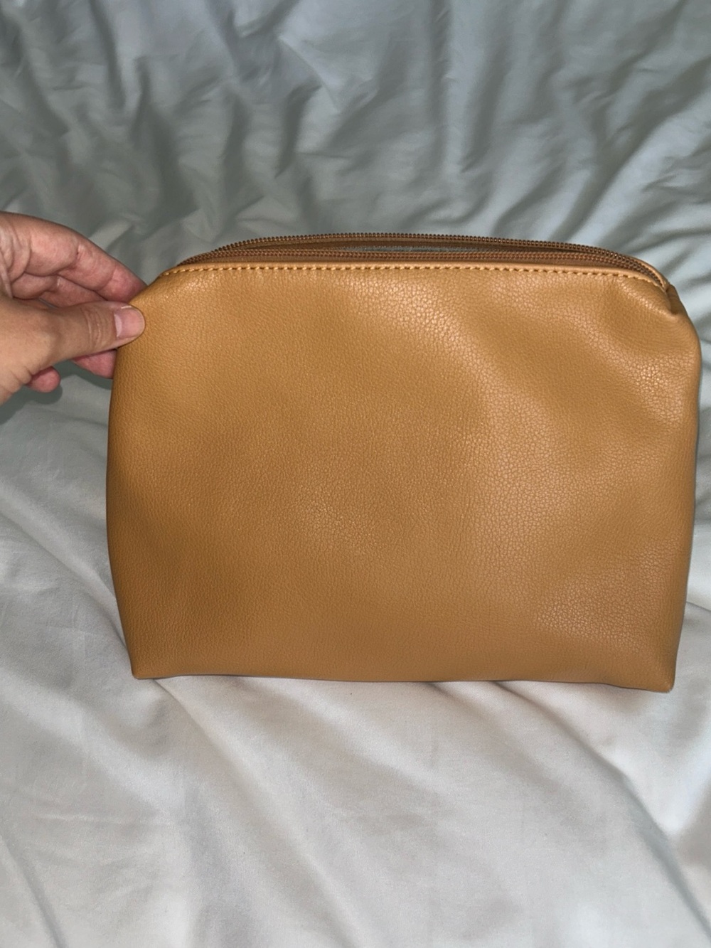 Tan Vegan Leather Travel Pouch